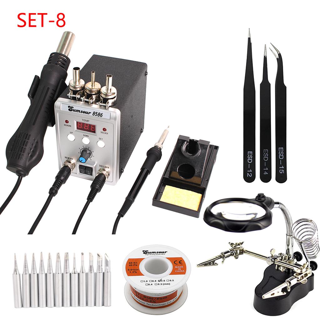 8586 760W 220V 2 in 1 Soldering Station Hot Air Gun Solder Iron SMD BGA Rework Desoldering Welding Repair Tools
