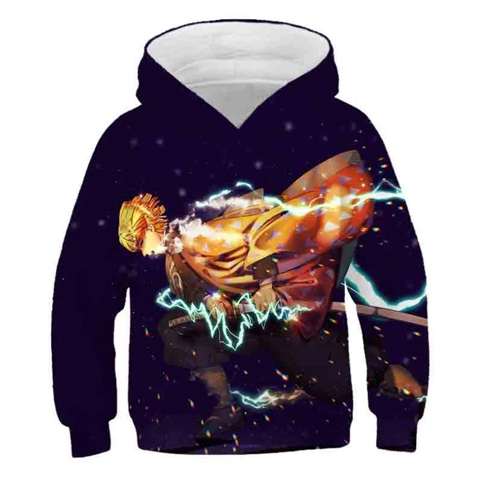4-13Y Kids Anime Demon Slayer Kimetsu No Yaiba 3D Print Hoodies Boy Girl Harajuku Hooded Sweatshirts Children Tracksuits Clothes