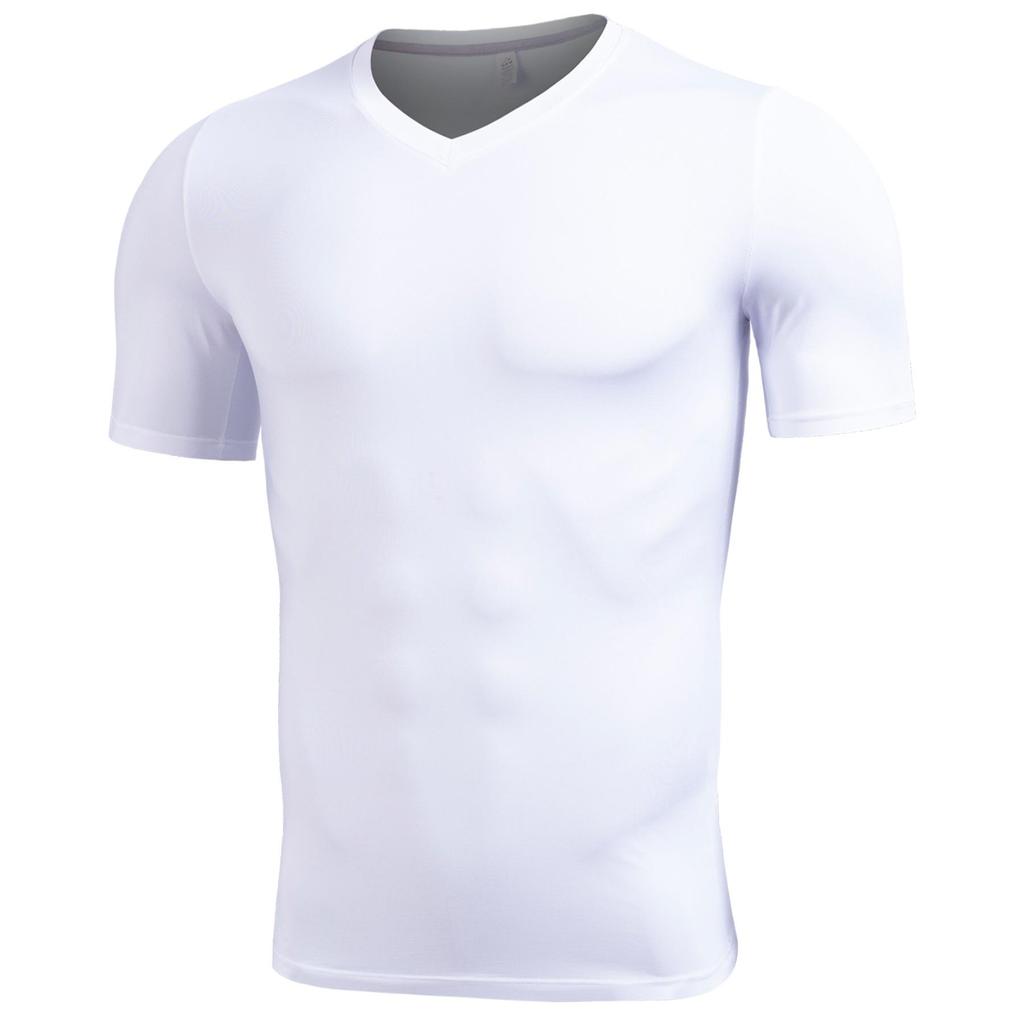 Men's Sports V Neck Short Sleeve T-shirt Quick Dry Fitness Workout Training Tee Activewear