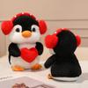 Red Heart Penguin Plush Toys Soft Stuffed Cute Earphones Love Dolls  Valentine's Day