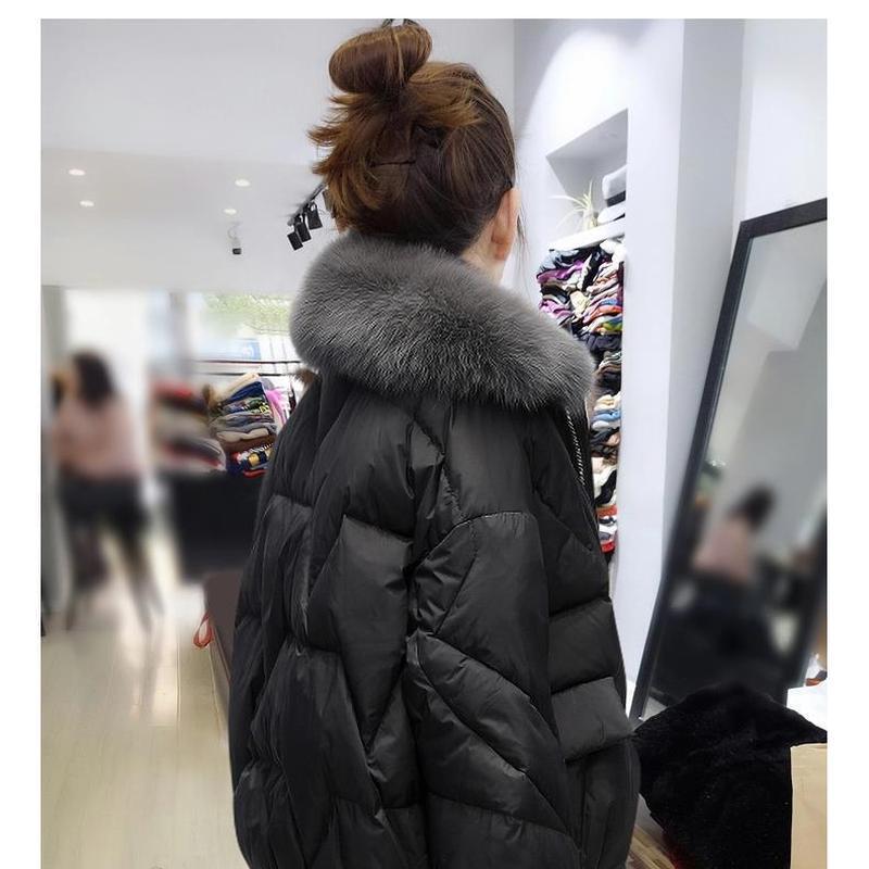 Женская зимняя хлопковая куртка с утолщенным шерстяным воротником, свободная куртка с длинным рукавом