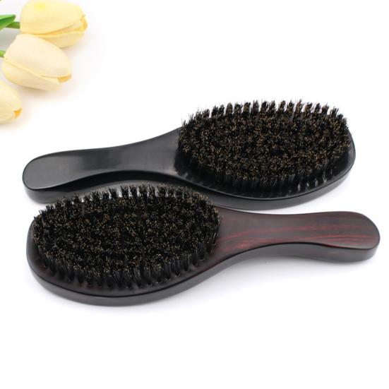 Wave Brush Men Styling Wooden Beard Brush Bristle Hair Brush Beard Styling Accessory for Home Salon Travel