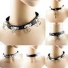 Punk Gothic Black Faux Leather Choker Cross Spike Rivet Buckle Collar Necklace