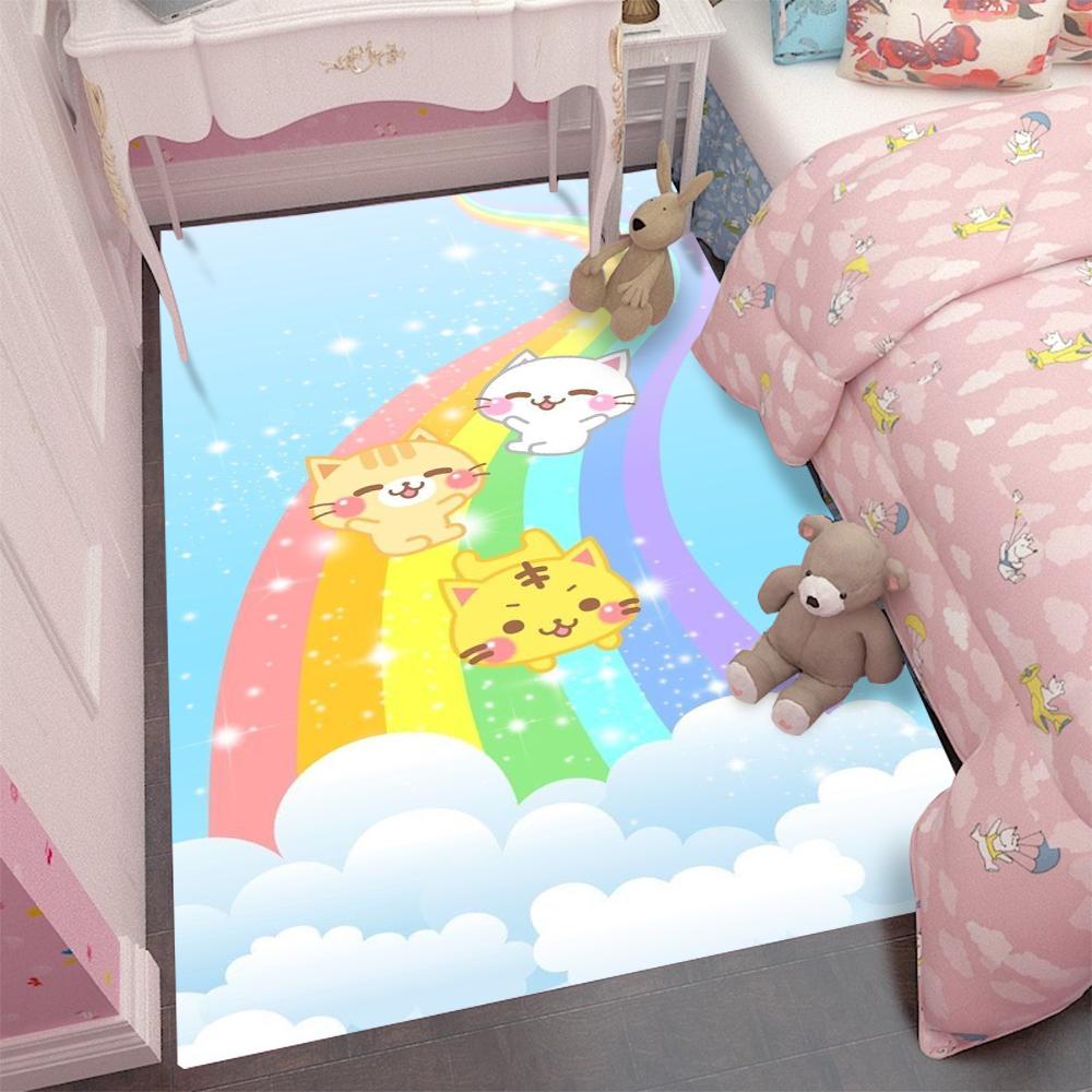 CKawaii Star Rainbow Rug Kids Carpets for Girls Home Living Room Child Rug Bedroom Sofa Doormat Floor Mats Gift