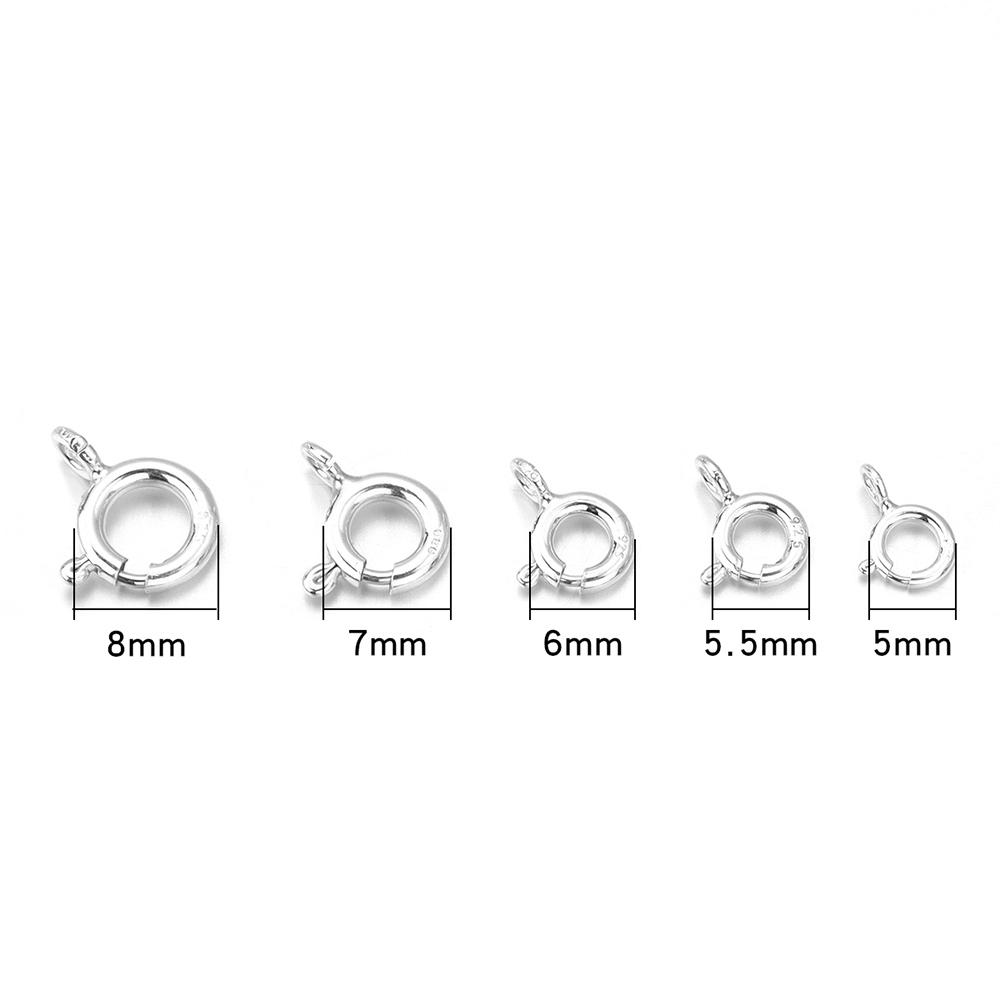 5pcs s925 Sterling Silver Spring Ring Clasp With Open Jump Ring jewelry Clasp For Chain Necklace Bracelet Connectors Wholesale