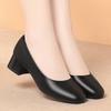 Stewardess Leather Shoes Soft Sole Round Head Thick Heel Work Shoes Women Black Hotel Dress Interview Single Shoes Women's Shoes