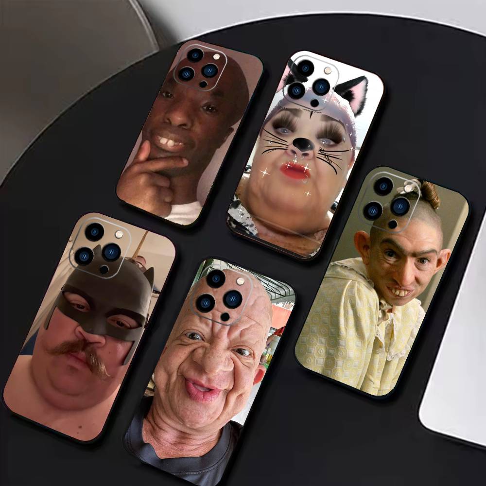 Humorous Ugly Man Funny Phone Case For iPhone 16,15,14,13,12,17,Pro Max,Plus Silicone Black Case