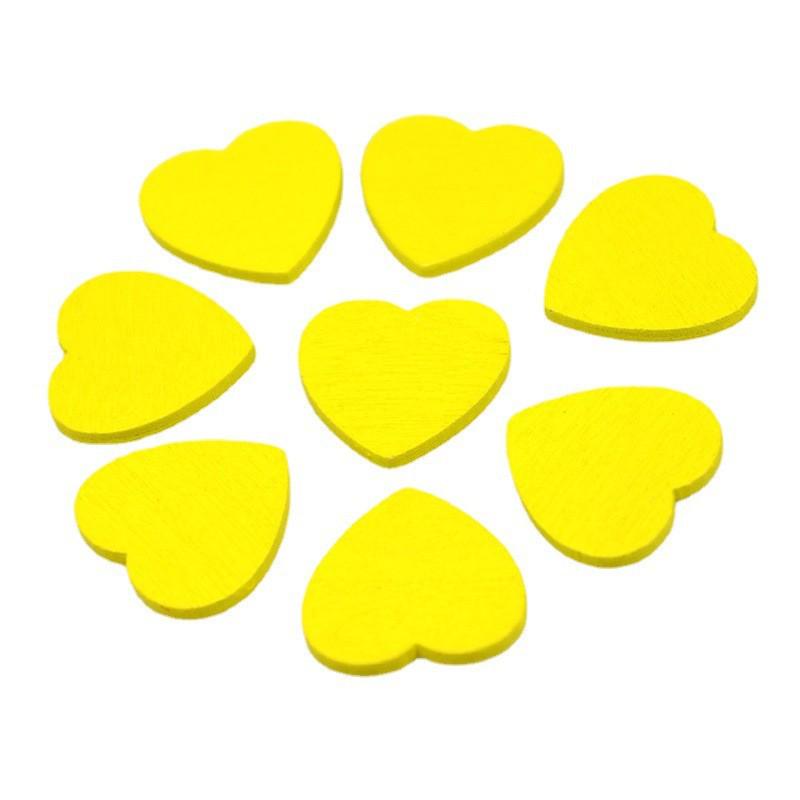 18mm Wooden Heart Chips, 100pc Pack - Colored Wedding & Festival DIY Decorations