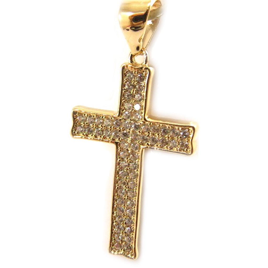 Les Trésors De Lily [L4645] - Gold Plated Pendant 'Cross' White Gold - 30x15 Mm