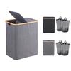 Foldable Bamboo Laundry Basket with Dual Mesh Bags and Large Capacity