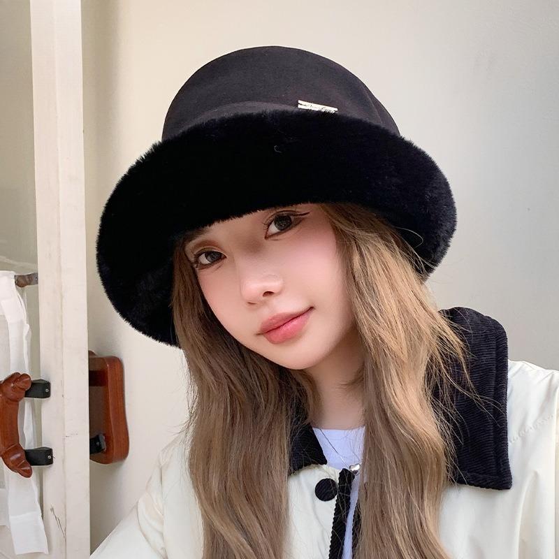 1pc Womens Winter Fleece Bucket Hat,Warm Faux Mink Plush Hat Fluffy Fisherman Fuzzy pullover Hat skull Hat For Outdoor dailywear
