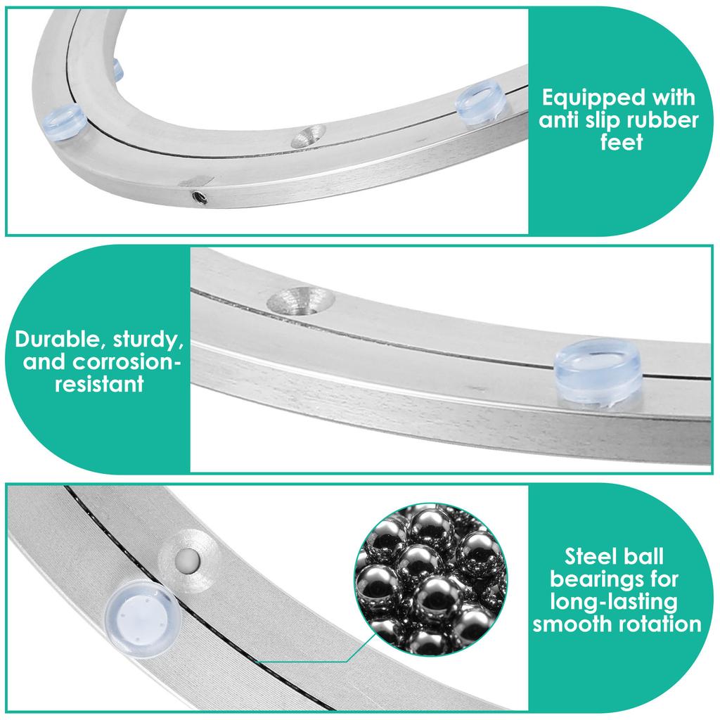 14-дюймовые вращающиеся металлические поворотные столы Подшипник для обеденного стола Сверхпрочная круглая обеденная тарелка Плавная поворотная пластина для обеденного стола
