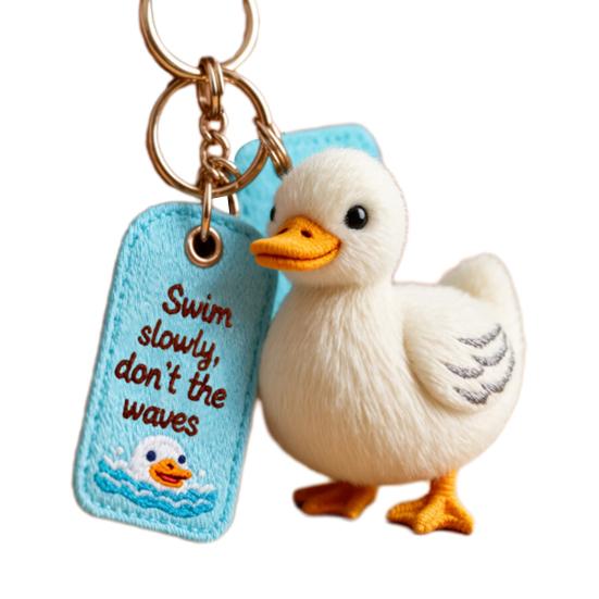 Emotional Support Bag Charm Positive Plush Animal Pendant Cat Dog Keychain Charm with Embroidered Message for Backpack Purse