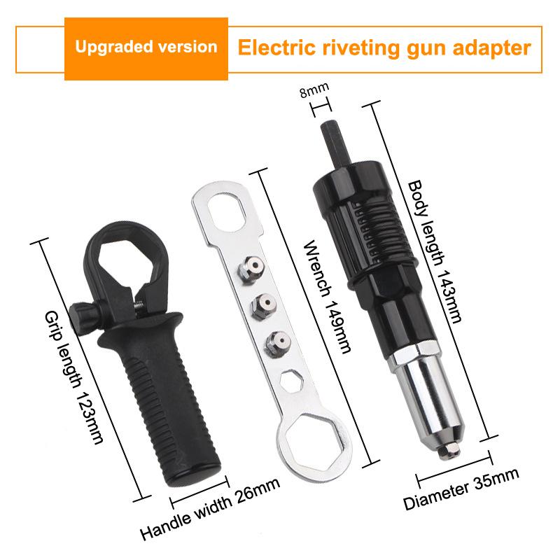 High-Powered Rivet Machine Tool Kit with Electric Rivet Gun Adapter 2.4mm to 4.8mm