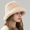 New Plush Bucket Hat Women's Winter Warm Imitation Mink Hair Top Hat Fashion Versatile Basin Hat Shows Small Face