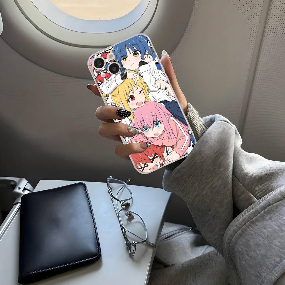 Anime Bocchi The Rock Phone Case For IPhone 17 16 15 14 13 11 12 Pro Max 16 Plus Transparent
