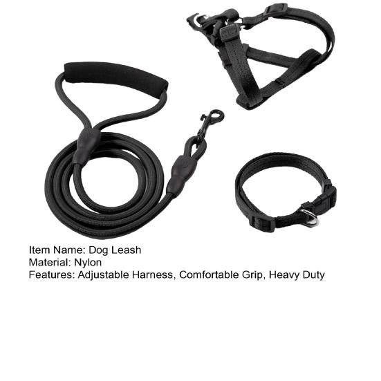 Поводок для собаки с мягкой ручкой, альпинистская нейлоновая веревка, поводок с ошейником-шлейкой, прочный поводок для собаки 4 фута для прогулок на свежем воздухе, дрессировки