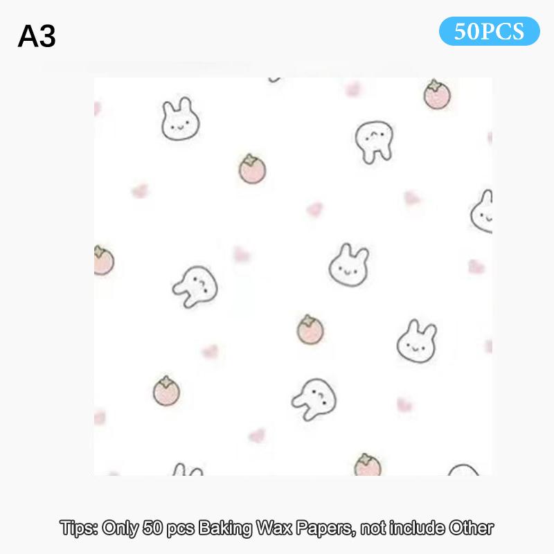 50 шт. Пищевая вощеная бумага для выпечки, Квадраты бумаги с клубничным и цветочным узором, Антипригарная бумага для обертывания тортов, бургеров, чипсов