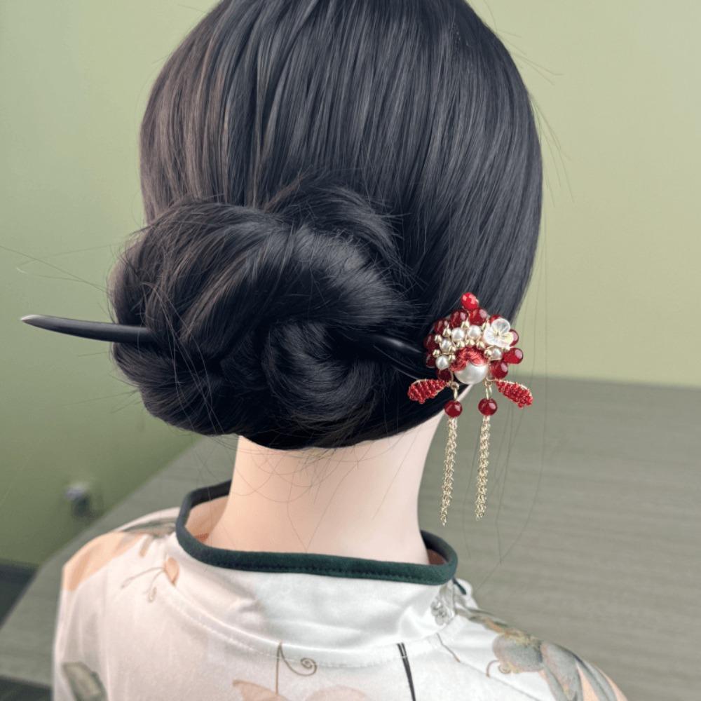 Tassel New Chinese Style Hair Clip Red Hanfu Hairpin Beijing Opera Hair Accessories Bridal
