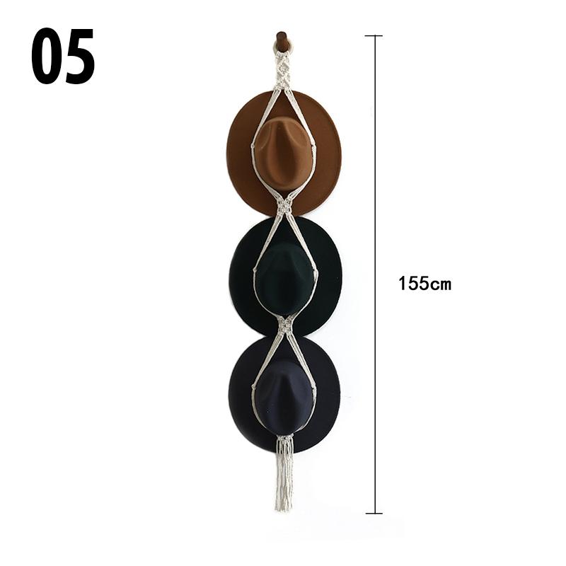 Скандинавский стиль Плетеный вручную Стойка для хранения шляп Многослойный Настенный органайзер для шляп и шарфов для спальни Держатель для демонстрации Богемный гобелен с кисточками