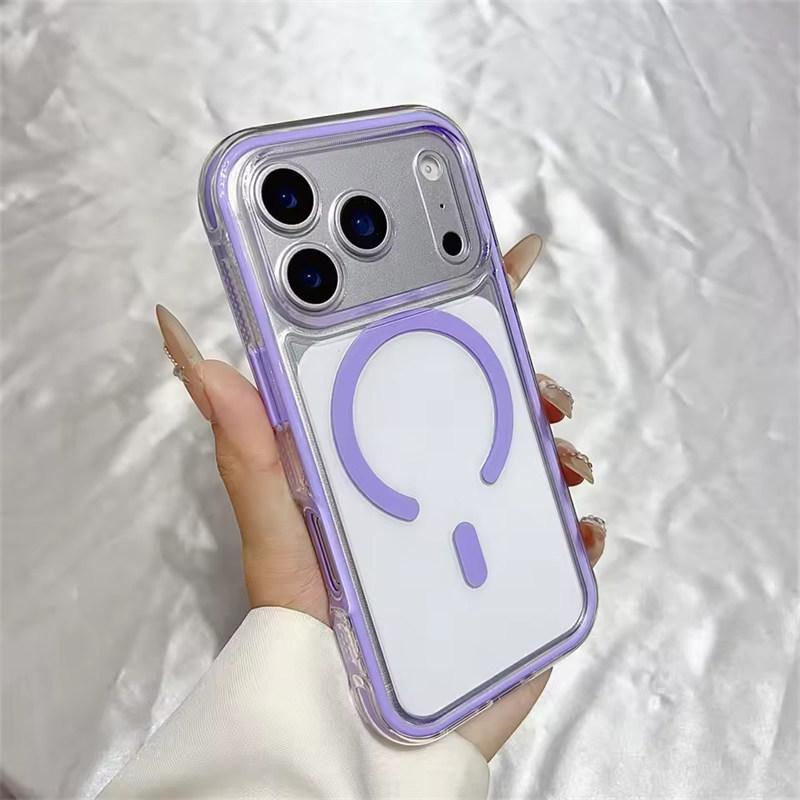 Прозрачный для Magsafe Мягкий ТПУ 2 в 1 Магнитный чехол для iPhone 17 16 15 14 13 12 11 Pro Max Plus Air Конфетный цвет Прозрачная крышка