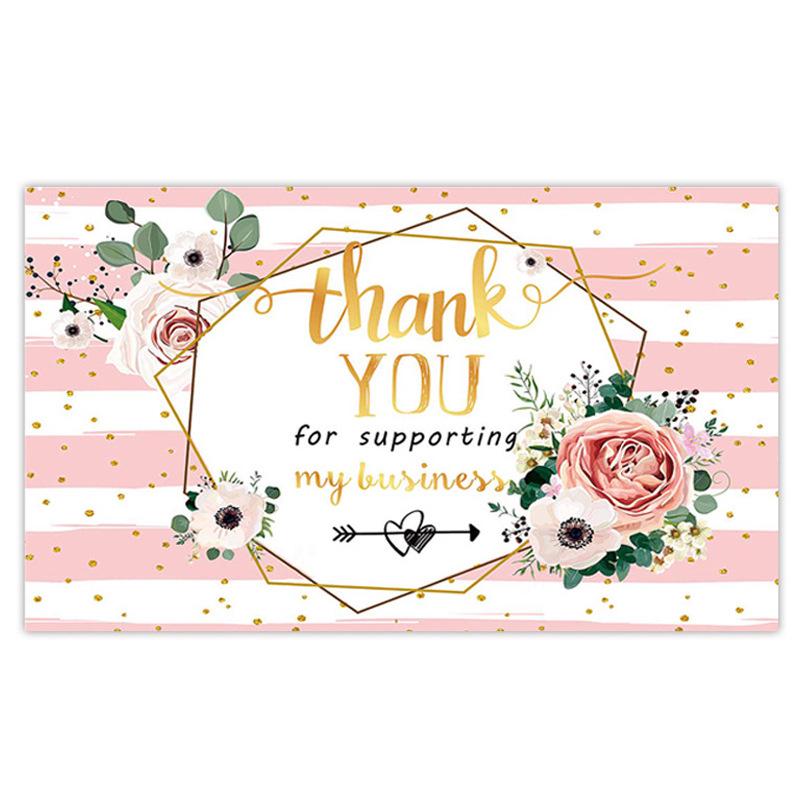 Black Thank You Greeting Cards, 50 Sheets/Pack