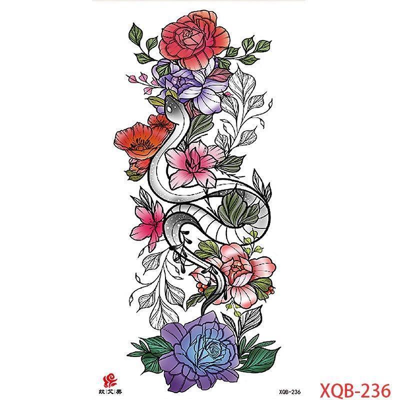 1PCS Waterproof Tattoos Temporary Tattoo Sticker Flowers Rose Body Tattoos for Women Art Arm Hand Tattoos Wolf Tiger Lion Painting Tatoos
