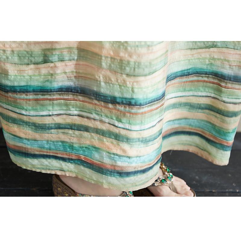 Dimanaf 2025 Женское длинное платье больших размеров Весна-лето Повседневное платье Свободное полосатое базовое хлопковое льняное винтажное макси