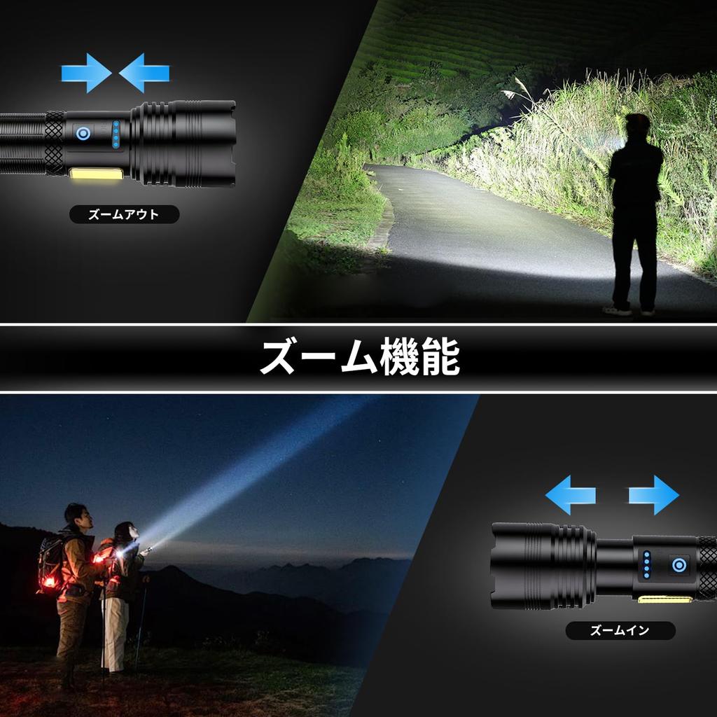 High Brightness Flashlight Powerful 500000 Lumens Flashlight Rechargeable Lighting Modes Main 3 Powerful Military Strongest Handy Light Battery