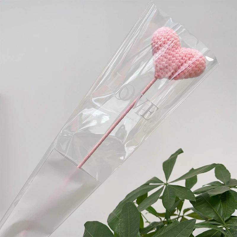 Милый букет цветов в форме сердца Вязаные крючком цветы Цветы ручной работы Подарки на День святого Валентина Украшение для вечеринки Букет Peluche Свадьба