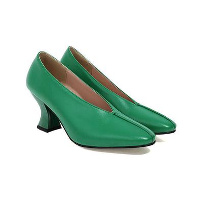 Весенне-осенние туфли ведьмы с квадратным носком и V-образным вырезом, на высоком каблуке, женские туфли-лодочки с глубоким вырезом, универсальная женская обувь JGBN