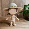 [Cloth Only] 20cm Doll Clothes White Cotton Dress Set with a Gemstone, Fringed Straw Hat Premium Fashion Outfits