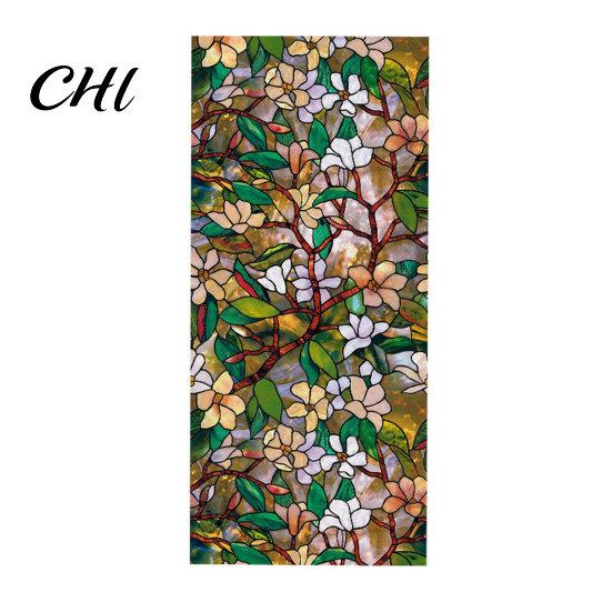Static Glass Sticker Sticker, Colored Flower Texture Window Film, UV Privacy Film Light Blocking Waterproof Dustproof Decal for Home Decor Decoration