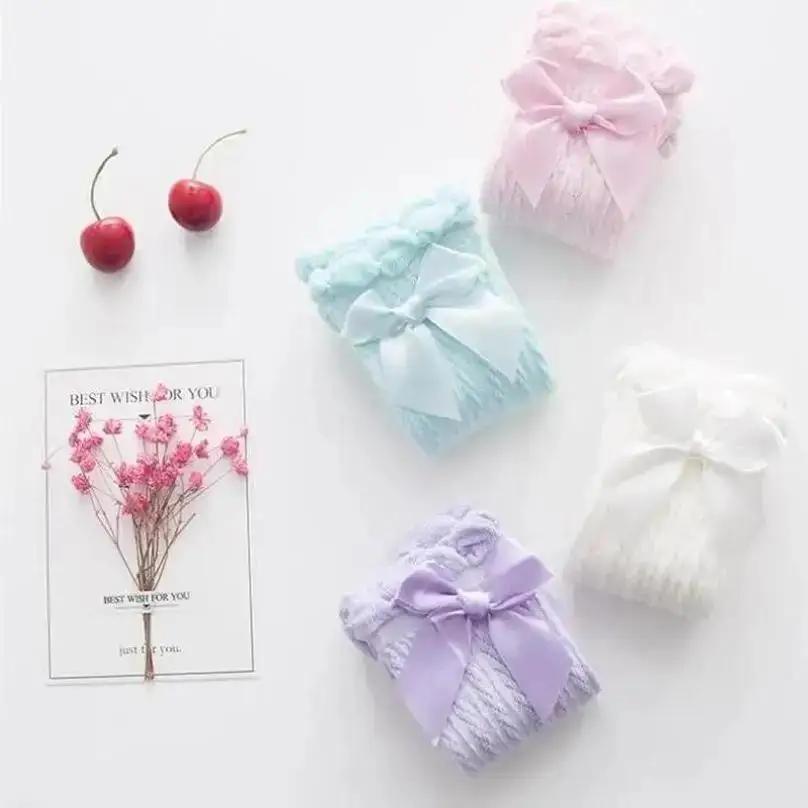 1 Pair Children's Leg Warm Socks Bowknot Bubble Mouth High Tube Knee High Thin Section No Heel Pods Baby Clothing Accessories