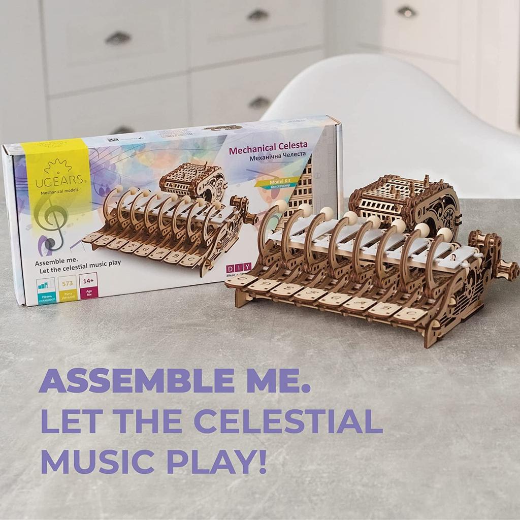 Ugears Mechanical Celesta 70178 Wooden Craft No Glue or Tools Intermediate Adult Puzzle, Model, Required, Level,
