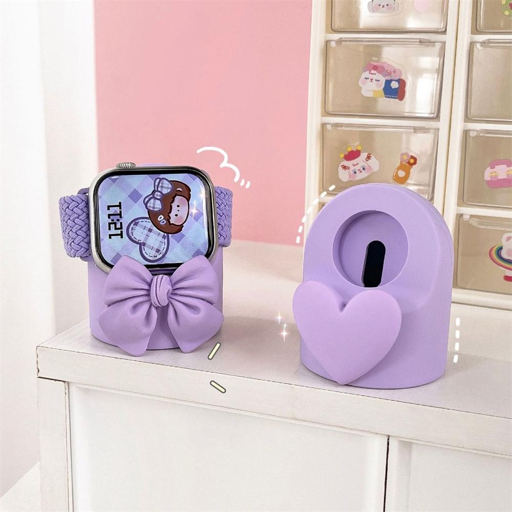 Силиконовый держатель для зарядного устройства LOVE BOW для Apple Watch Ultra se Series 8 7 6 5 4 3 2 1, подставка для зарядного устройства, док-станция, кабельная организация