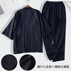 Comfort U Jinbei Mens Samue Yukata 7 10 Sleeve Sleepwear 100 Cotton Double Gauze Pajamas Gentlemans Front Opening Set Breathable Sweat Absorbent Top