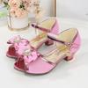 Elegant Girl Princess Shoes Sweet Crown Bowtie Kids Wedding Party Sandals Fashion Sequins Children's Shoes with Heels Versatile
