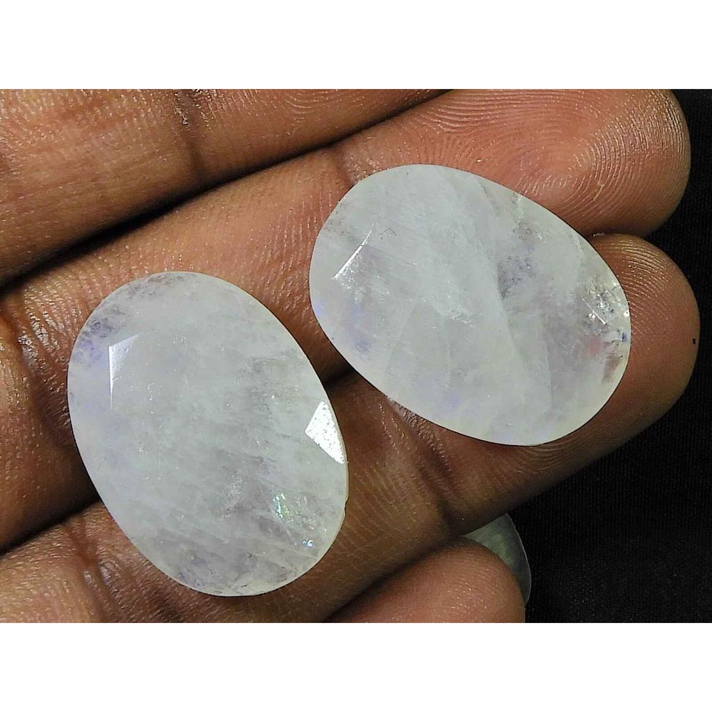 18X25MM натуральный радужный лунный камень овальный двусторонний клетчатый драгоценный камень 2 шт лот RML-1007