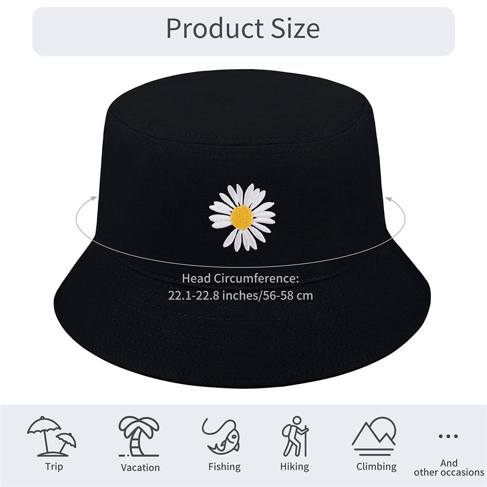Spring Summer Portable Daisies Foldable Sun Hat Bucket Hat Fisherman Cap Beach Cap