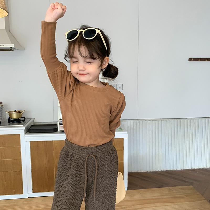 Базовая рубашка для маленьких девочек, водолазка, футболки с воротником-стойкой, майка, детская одежда