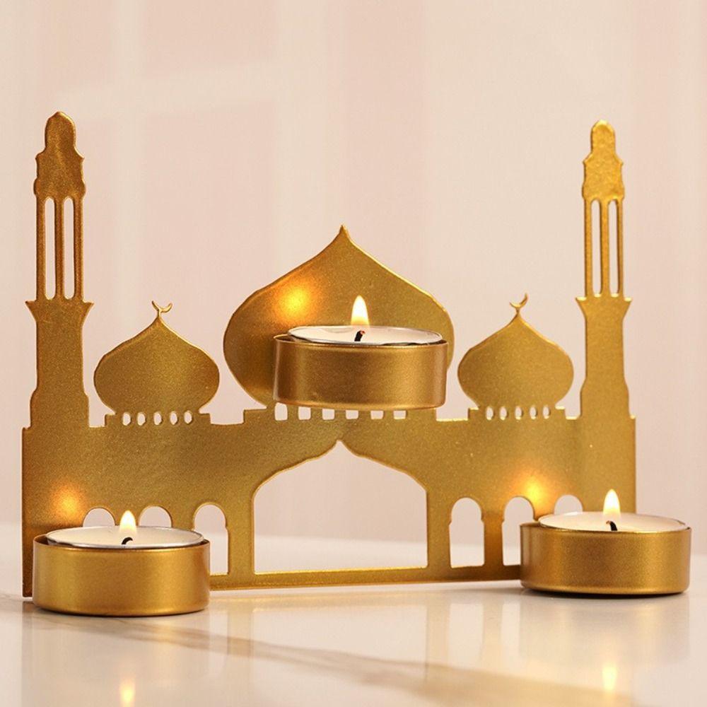 Gold Black Ramadan Candlestick Iron Art Ramadan Candle Holder Candle Holders Islam Muslim Party