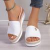 2024 New High Quality Women's Shoes Summer Open Toe Solid Color Wedge Women's Slippers Large Size Casual Women's Beach Shoes