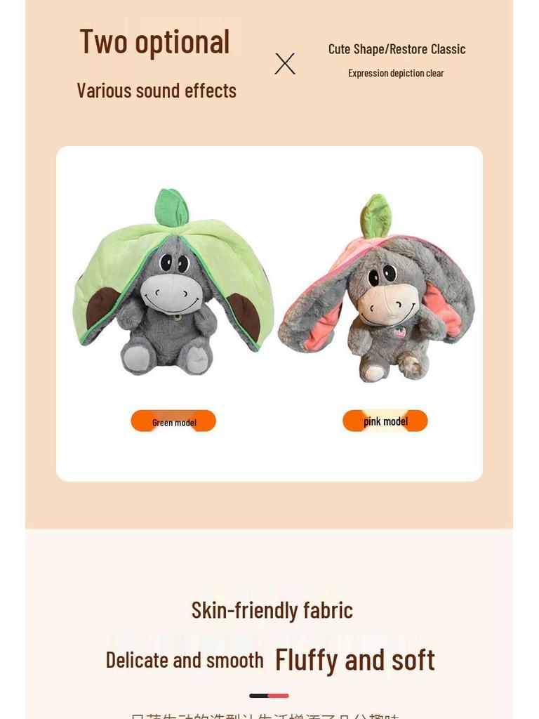 Glowing Breathing Avocado Donkey Plush Toy - Washable & Funny Comfort Doll for Kids