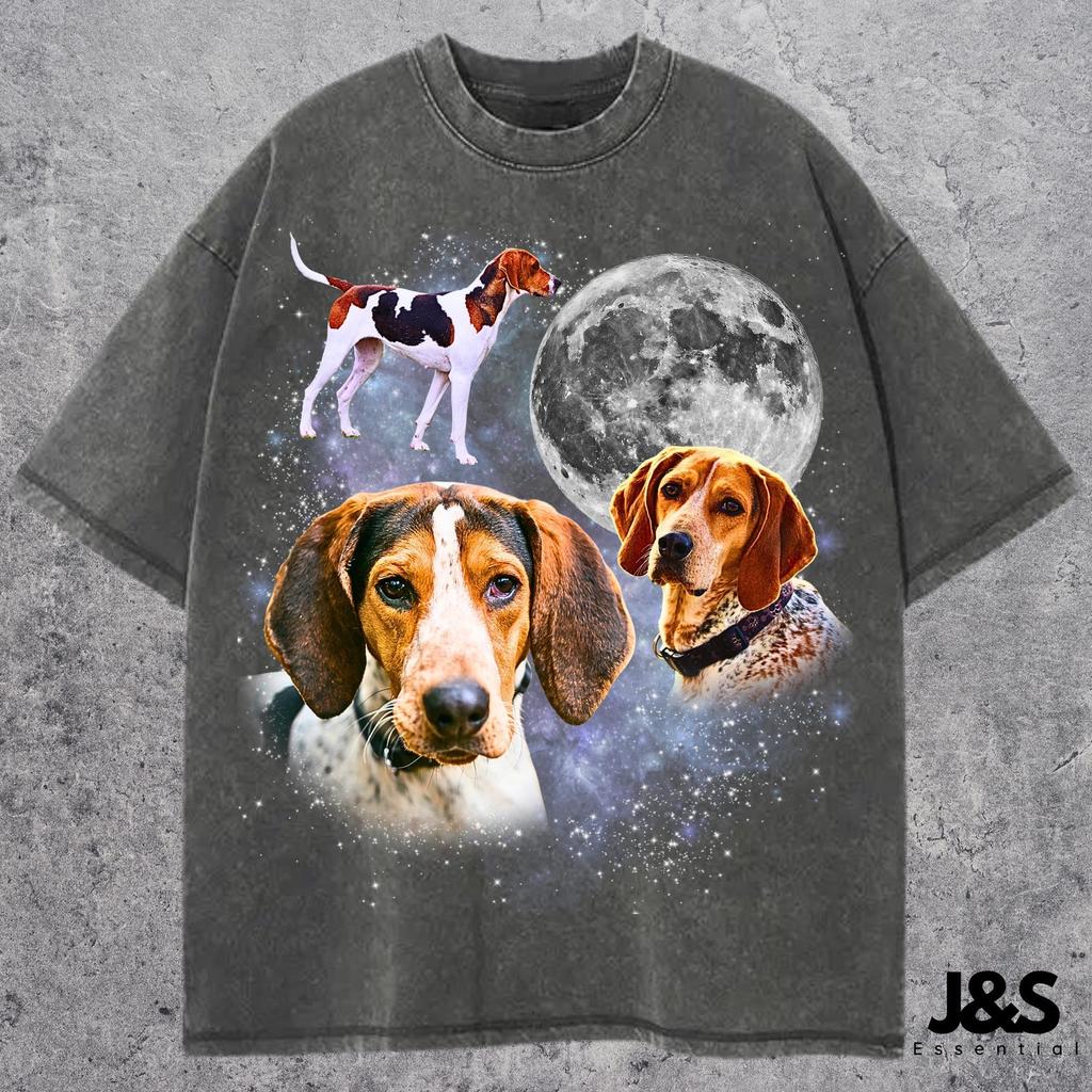 Three Coonhound Moon Shirt, Hound Dog Galaxy Tee, Space Hunting Dog Lover Gift, Cosmic Coonhound Art Top, Celestial Pet Design