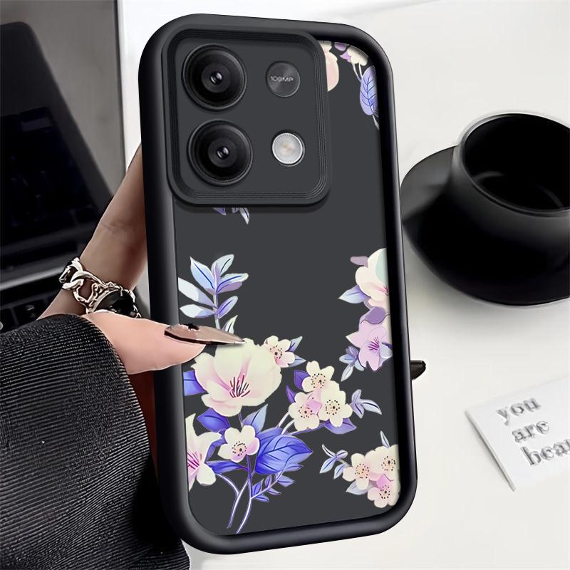 For Xiaomi 13t 11t Pro Poco X6 X5 F6 M6 Redmi Note 12 11 10 13 Pro 5g Flower Pattern Shockproof Silicone Soft Lens Protection Case Cover