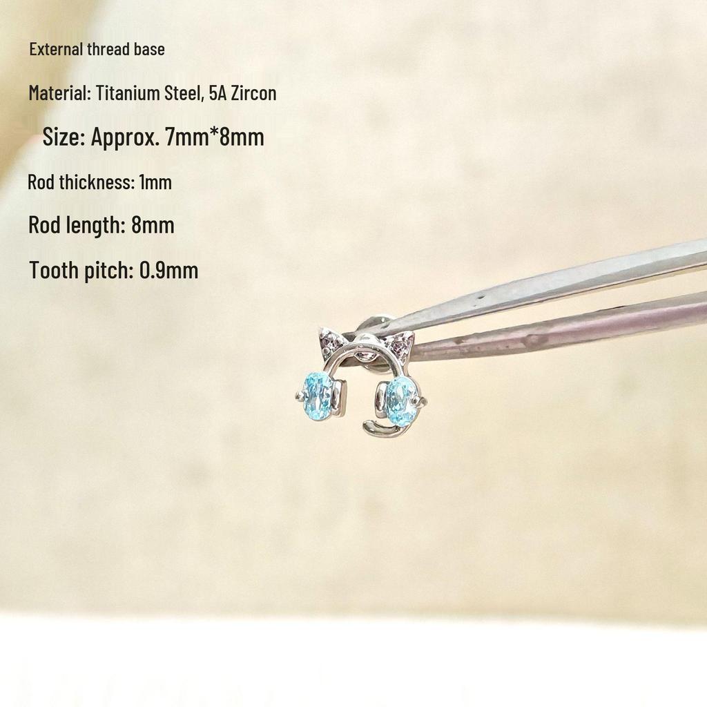 316L Titanium Steel Cartilage Earring with Blue Zircon
