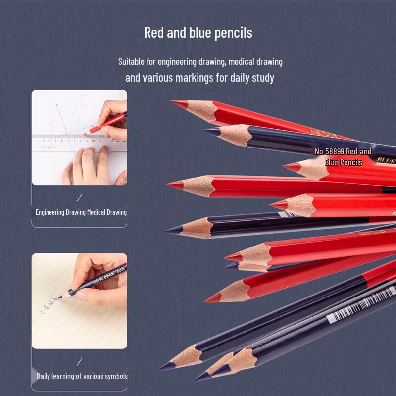 Deli 58899 Double-Ended Red Blue Pencils (12-Pack)