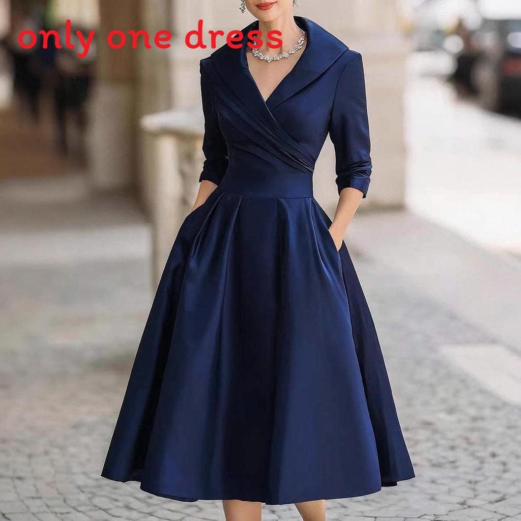 Elegant Satin Long Sleeve Dress With High Waist For Business And Street Style Women