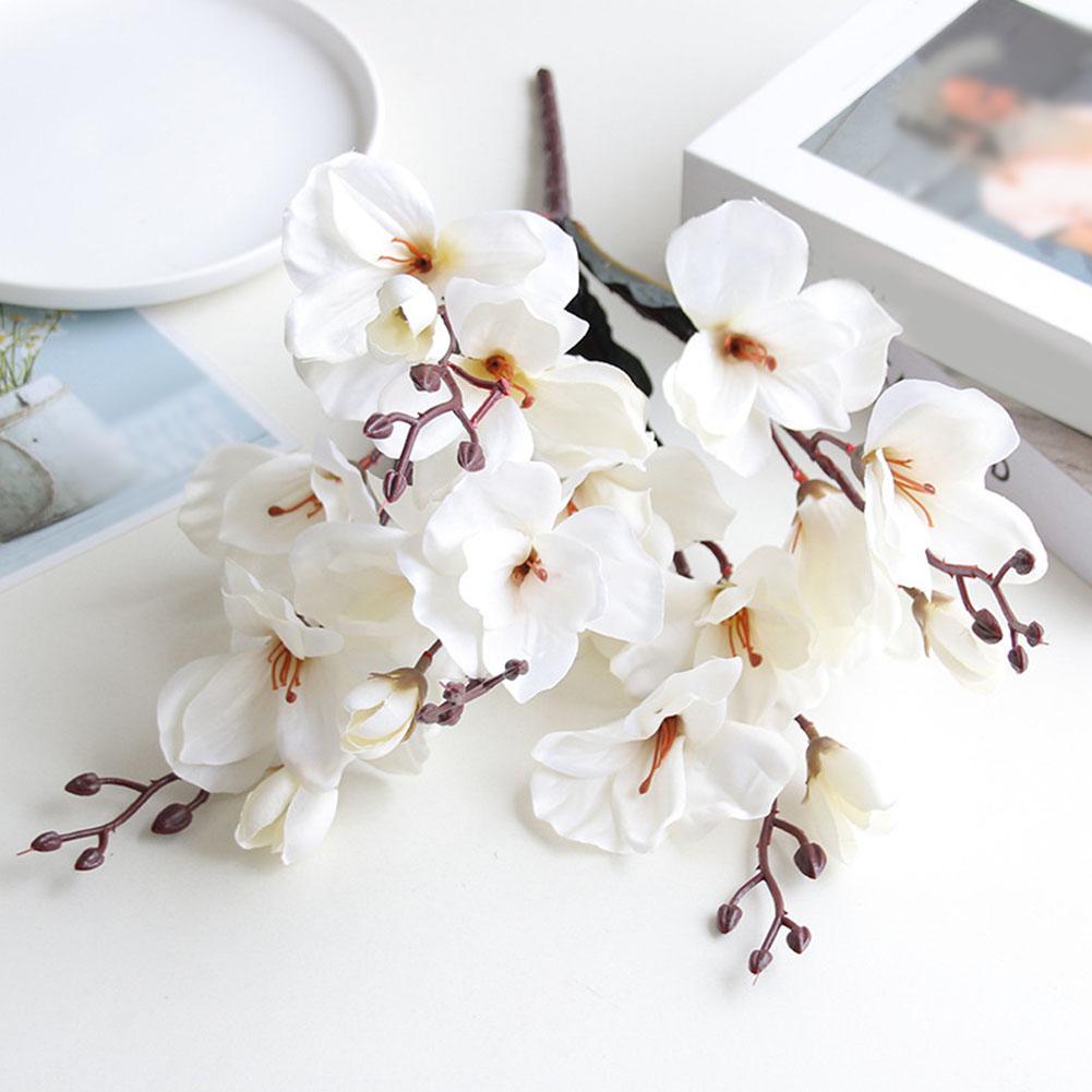 Beautiful Magnolia Bouquet 5 Prongs 20 Heads Realistic Fake Flowers for Interior Design Various Colors Available